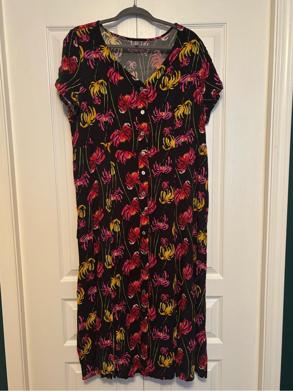 Blue Sky Button-Front Floral Midi Dress